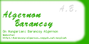 algernon barancsy business card